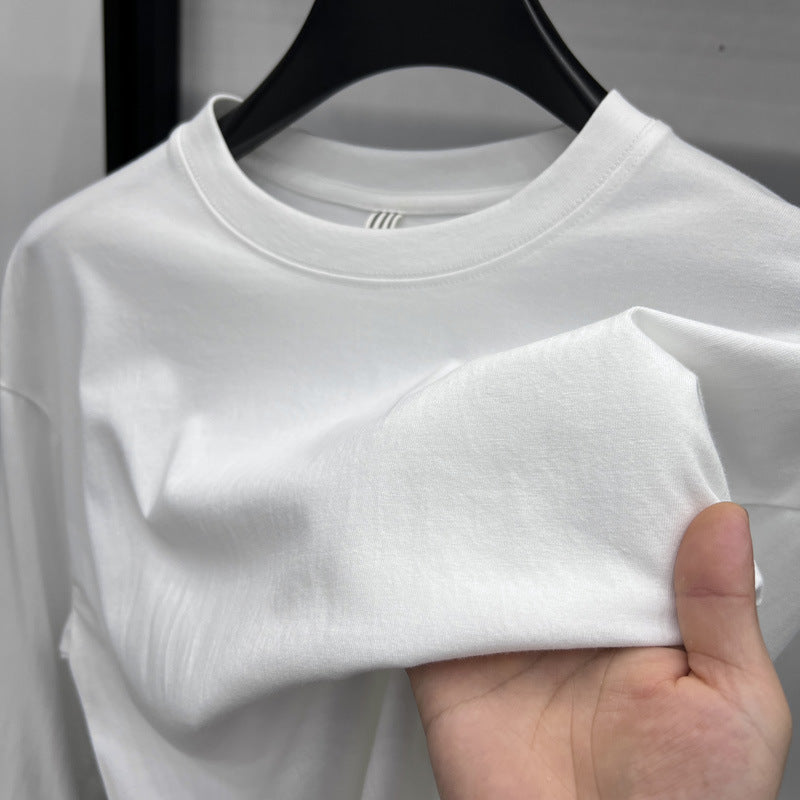 Long-staple Cotton Round Neck Extended Off-shoulder Bottoming Shirt For Men